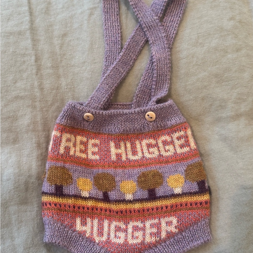 Oeuf Purple Knit Tree Hugger Romper